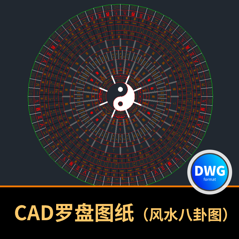 CAD罗盘图纸（风水八卦图）
