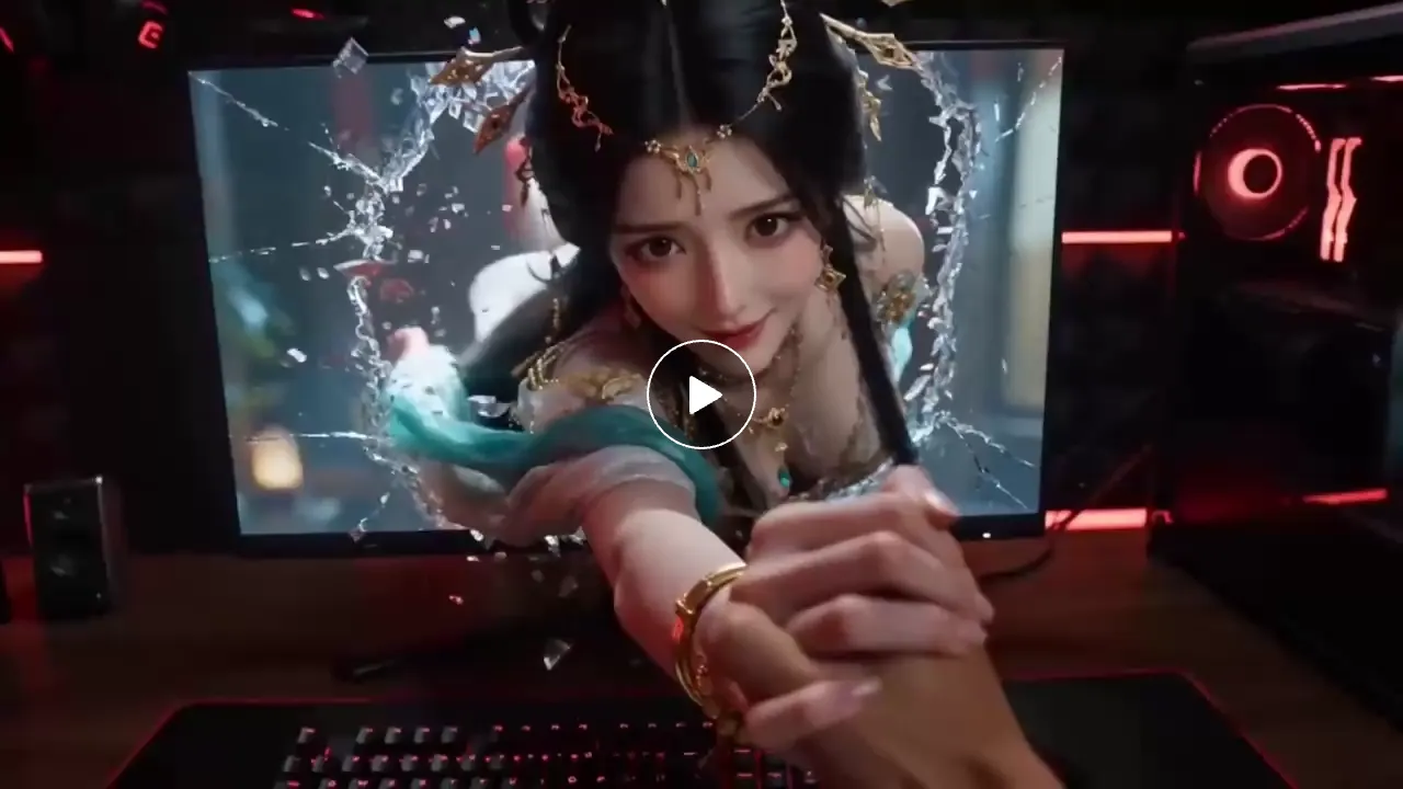 打破次元壁，3D电脑人物拉出屏幕视频