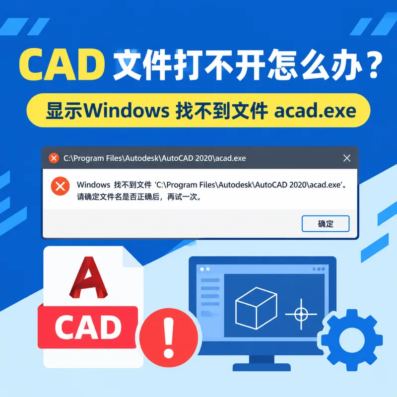 CAD 文件打不开怎么办？显示Windows 找不到文件“acad.exe”