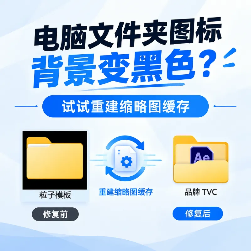 电脑文件夹图标背景变黑色？试试重建缩略图缓存